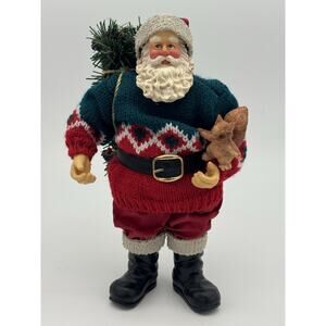 World Bazaars Inc Clothique Santa Claus Figurine Garland And Squirrel Christmas